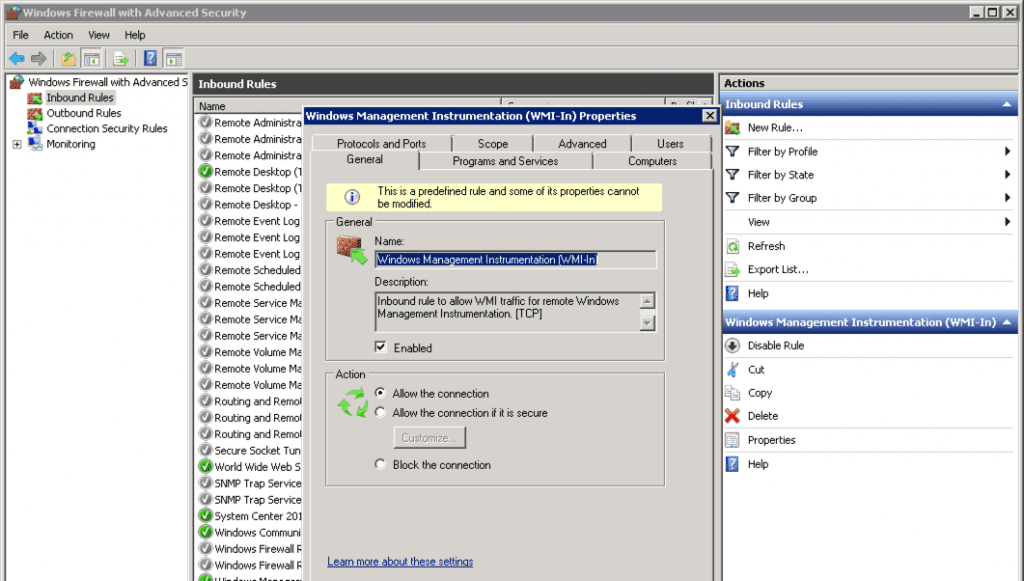 Cisco Firepower User Agent for Active Directory  - Windows Firewall Rule for WMI