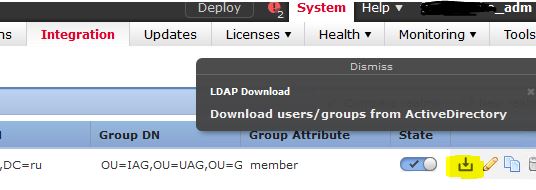 Download  AD users\groups in FirePower Management Center